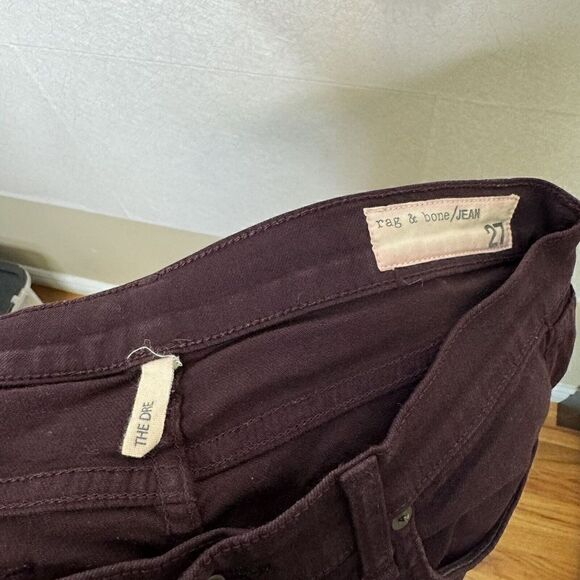Rag & Bone The Dre Cuffed Ankle Skinny Jeans In Aged Wine 27 - Picture 5 of 7